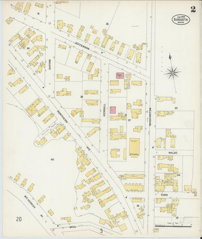 Sanborn Fire Insurance Map from Augusta, Kennebec County, Maine (1903), Sheet #0002 - Complete Map Set gallery image, historic Sanborn map, vintage wall art, Maine Maine