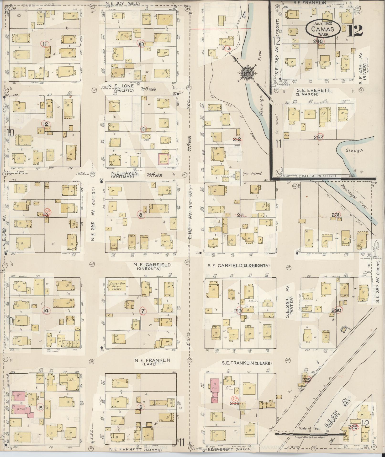 Sanborn Fire Insurance Map from Camas, Clark County, Washington (1943), Sheet #0012 - Complete Map Set gallery image, historic Sanborn map, vintage wall art, Washington Washington