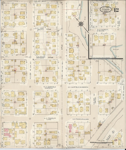 Sanborn Fire Insurance Map from Camas, Clark County, Washington (1943), Sheet #0012 - Complete Map Set gallery image, historic Sanborn map, vintage wall art, Washington Washington