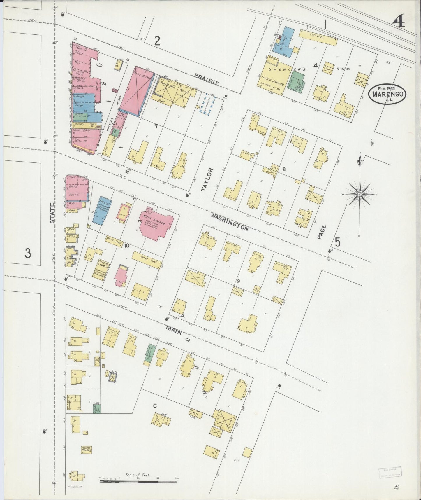 Sanborn Fire Insurance Map from Marengo, McHenry County, Illinois (1905), Sheet #0004 - Complete Map Set gallery image, historic Sanborn map, vintage wall art, Illinois Illinois