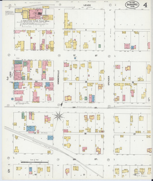 Sanborn Fire Insurance Map from Shakopee, Scott County, Minnesota (1902), Sheet #0004 - Historic Sanborn Fire Insurance Map Print, vintage old map wall art, antique decor, genealogy gift, Minnesota Minnesota map