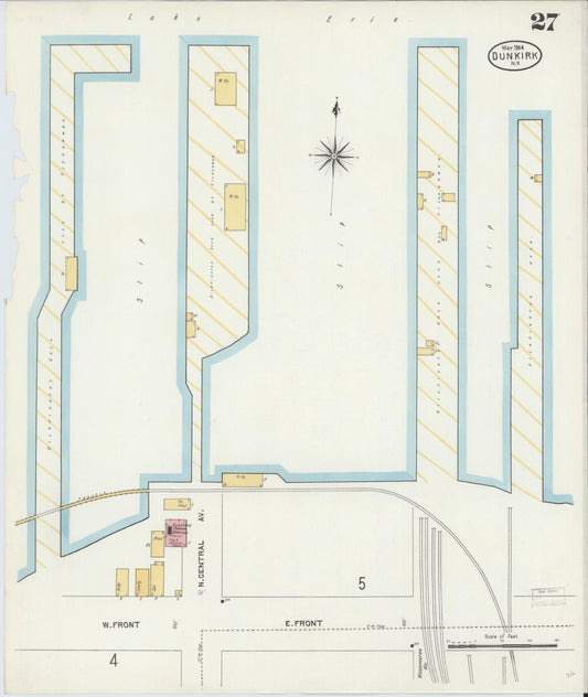 Sanborn Fire Insurance Map from Dunkirk, Chautauqua County, New York (1904), Sheet #0027 - Historic Sanborn Fire Insurance Map Print, vintage old map wall art, antique decor, genealogy gift, New York New York map