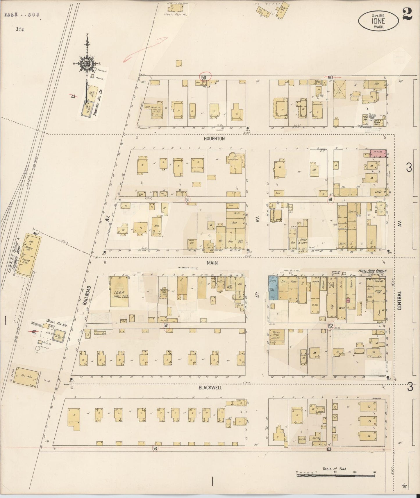 Sanborn Fire Insurance Map from Ione, Pend Oreille County, Washington (1932), Sheet #0002 - Complete Map Set gallery image, historic Sanborn map, vintage wall art, Washington Washington