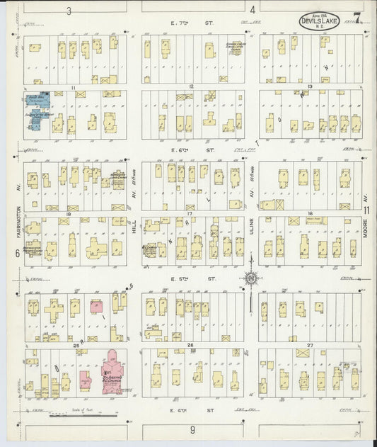Sanborn Fire Insurance Map from Devils Lake, Ramsey County, North Dakota (1914), Sheet #0007 - Historic Sanborn Fire Insurance Map Print, vintage old map wall art, antique decor, genealogy gift, North Dakota North Dakota map