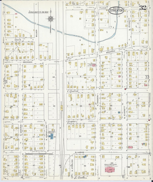 Sanborn Fire Insurance Map from Streator, La Salle County, Illinois (1916), Sheet #0032 - Historic Sanborn Fire Insurance Map Print, vintage old map wall art, antique decor, genealogy gift, Illinois Illinois map
