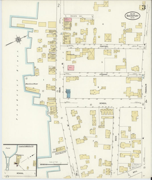 Sanborn Fire Insurance Map from Bucksport, Hancock County, Maine (1911), Sheet #0003 - Historic Sanborn Fire Insurance Map Print, vintage old map wall art, antique decor, genealogy gift, Maine Maine map