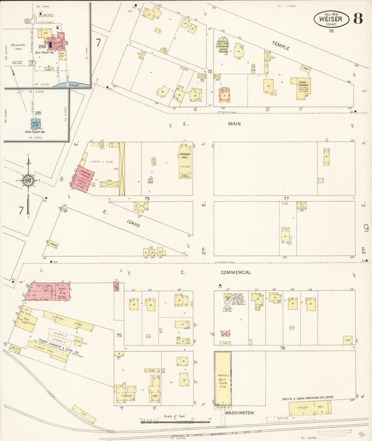 Sanborn Fire Insurance Map from Weiser, Washington County, Idaho (1914), Sheet #0008 - Historic Sanborn Fire Insurance Map Print, vintage old map wall art, antique decor, genealogy gift, Idaho Idaho map