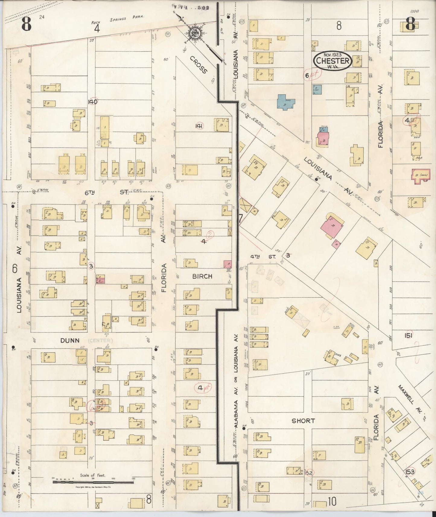 Sanborn Fire Insurance Map from Chester, Hancock County, West Virginia (1942), Sheet #0008 - Complete Map Set gallery image, historic Sanborn map, vintage wall art, West Virginia West Virginia