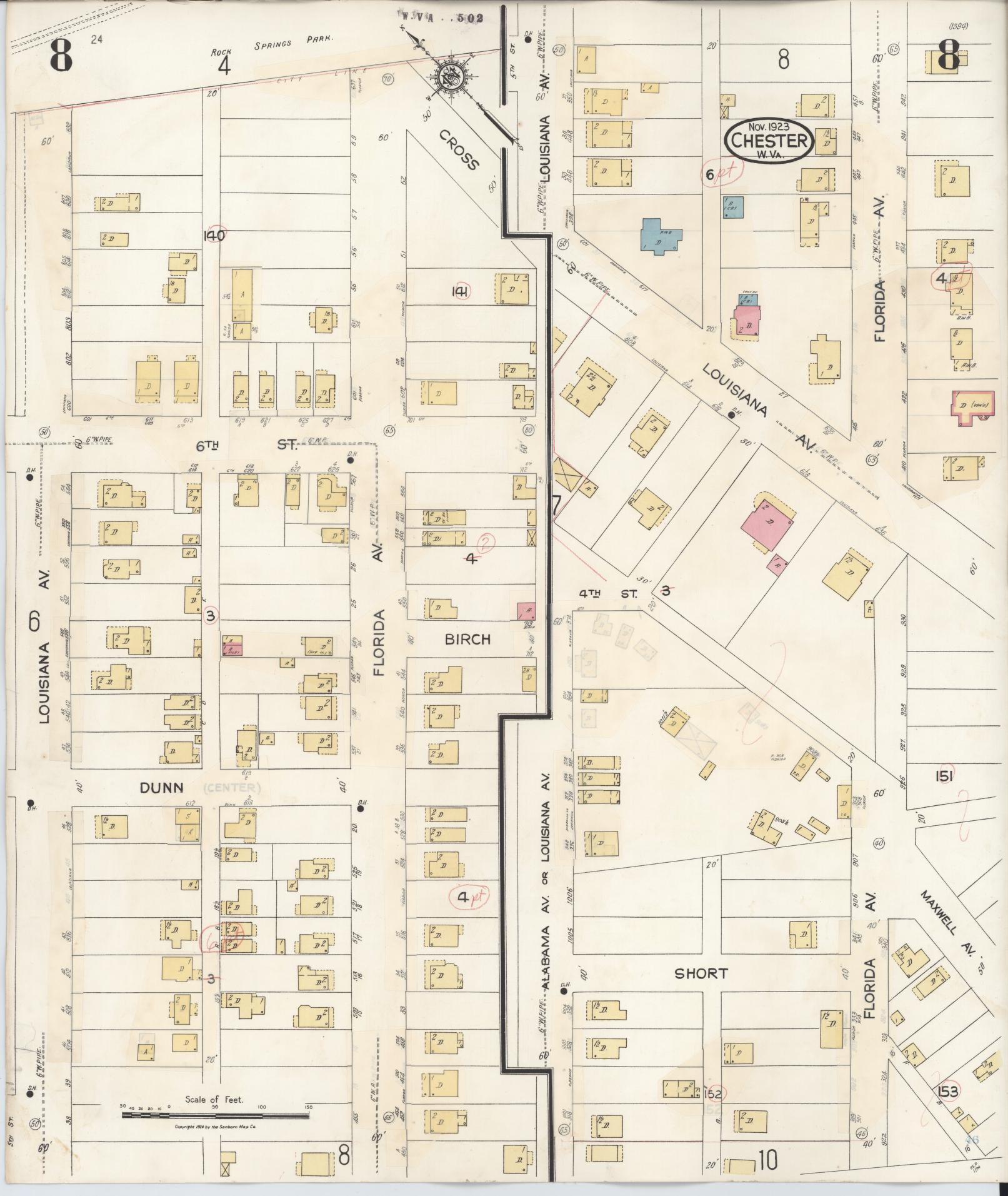 Sanborn Fire Insurance Map from Chester, Hancock County, West Virginia (1942), Sheet #0008 - Complete Map Set gallery image, historic Sanborn map, vintage wall art, West Virginia West Virginia