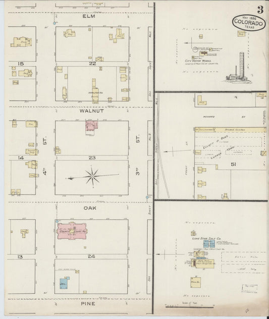 Sanborn Fire Insurance Map from Colorado, Mitchell County, Texas (1886), Sheet #0003 - Historic Sanborn Fire Insurance Map Print, vintage old map wall art, antique decor, genealogy gift, Colorado Colorado map