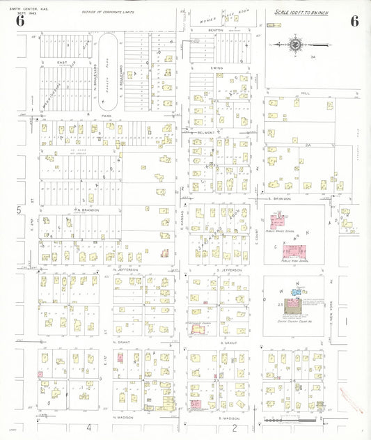 Sanborn Fire Insurance Map from Smith Center, Smith County, Kansas (1943), Sheet #0006 - Historic Sanborn Fire Insurance Map Print, vintage old map wall art, antique decor, genealogy gift, Kansas Kansas map