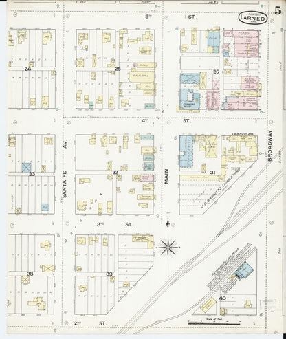 Sanborn Fire Insurance Map from Larned, Pawnee County, Kansas (1887), Sheet #0005 - Complete Map Set gallery image, historic Sanborn map, vintage wall art, Kansas Kansas
