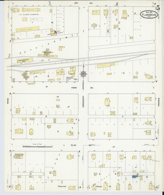 Sanborn Fire Insurance Map from Flandreau, Moody County, South Dakota (1911), Sheet #0005 - Historic Sanborn Fire Insurance Map Print, vintage old map wall art, antique decor, genealogy gift, South Dakota South Dakota map