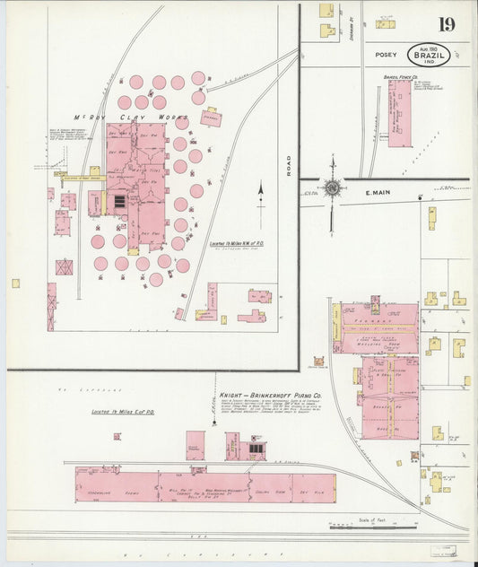 Sanborn Fire Insurance Map from Brazil, Clay County, Indiana (1910), Sheet #0019 - Historic Sanborn Fire Insurance Map Print, vintage old map wall art, antique decor, genealogy gift, Indiana Indiana map
