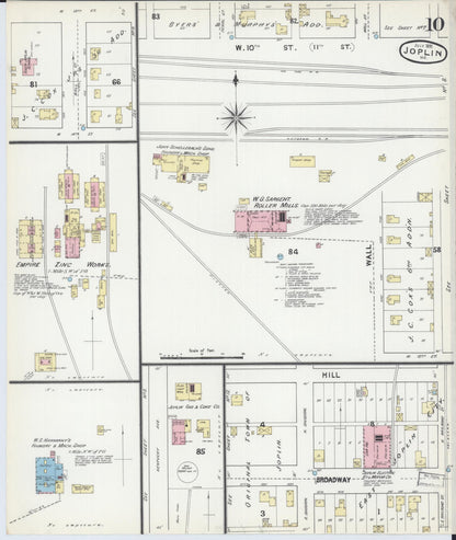 Sanborn Fire Insurance Map from Joplin, Jasper County, Missouri (1891), Sheet #0010 - Complete Map Set gallery image, historic Sanborn map, vintage wall art, Missouri Missouri