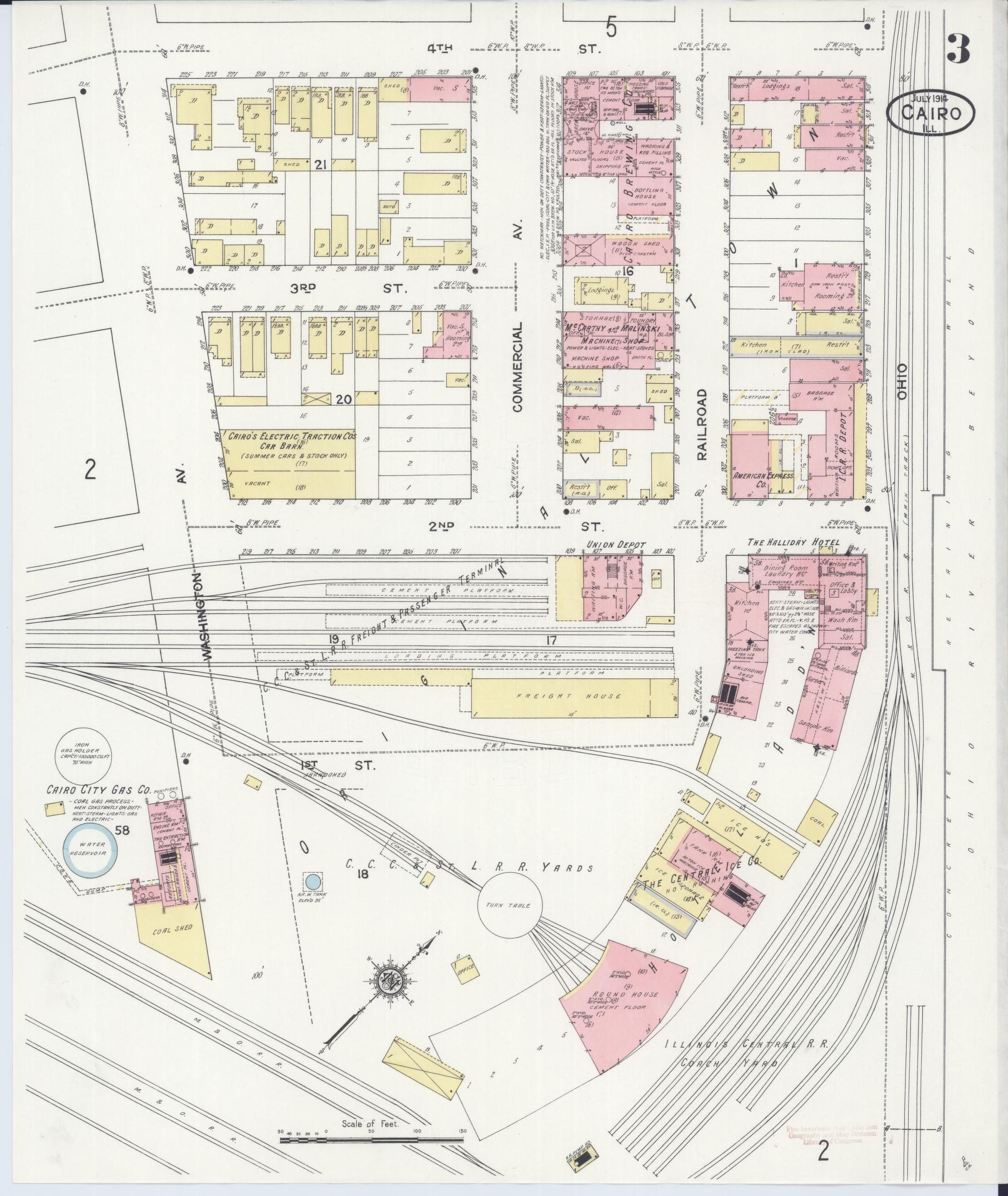 Sanborn Fire Insurance Map from Cairo, Alexander County, Illinois (1914), Sheet #0003 - Complete Map Set gallery image, historic Sanborn map, vintage wall art, Illinois Illinois