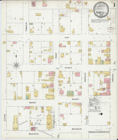 Sanborn Fire Insurance Map from Okawville, Washington County, Illinois (1899), Sheet #0001 - Complete Map Set gallery image, historic Sanborn map, vintage wall art, Illinois Illinois