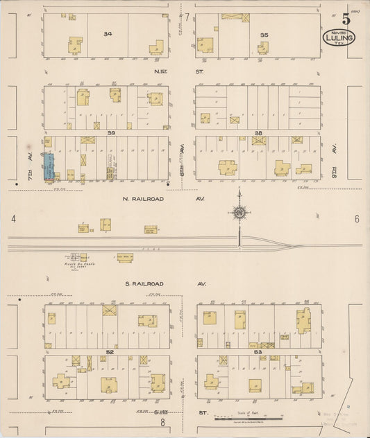 Sanborn Fire Insurance Map from Luling, Caldwell County, Texas (1921), Sheet #0005 - Historic Sanborn Fire Insurance Map Print, vintage old map wall art, antique decor, genealogy gift, Texas Texas map