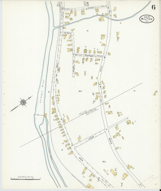 Sanborn Fire Insurance Map from Wilton, Hillsborough County, New Hampshire (1912), Sheet #0006 - Historic Sanborn Fire Insurance Map Print, vintage old map wall art, antique decor, genealogy gift, New Hampshire New Hampshire map