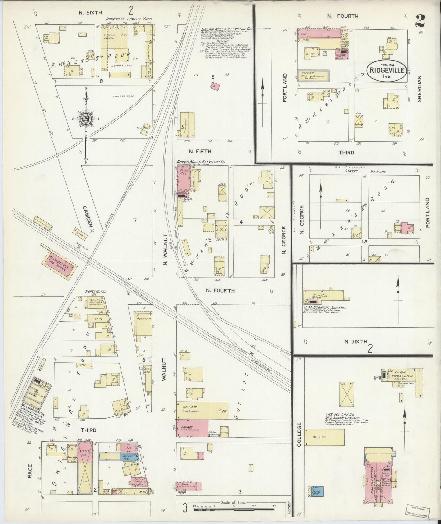 Sanborn Fire Insurance Map from Ridgeville, Randolph County, Indiana (1914), Sheet #0002 - Complete Map Set gallery image, historic Sanborn map, vintage wall art, Indiana Indiana