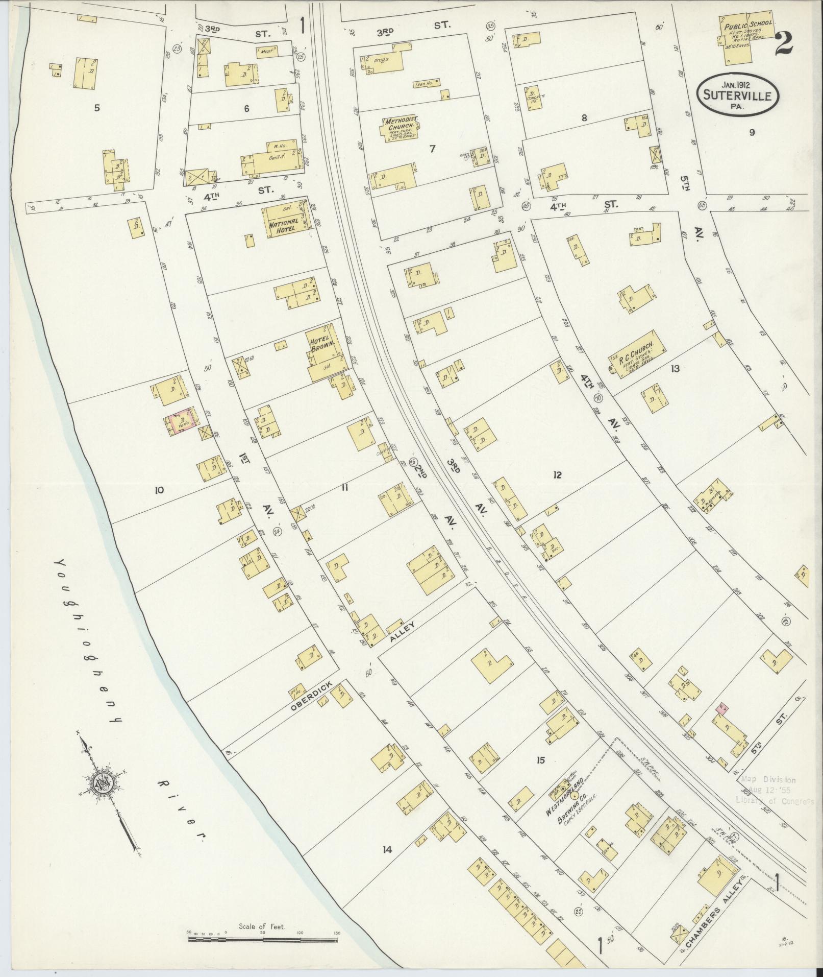 Sanborn Fire Insurance Map from Suterville, Westmoreland County, Pennsylvania (1912), Sheet #0002 - Complete Map Set gallery image, historic Sanborn map, vintage wall art, Pennsylvania Pennsylvania