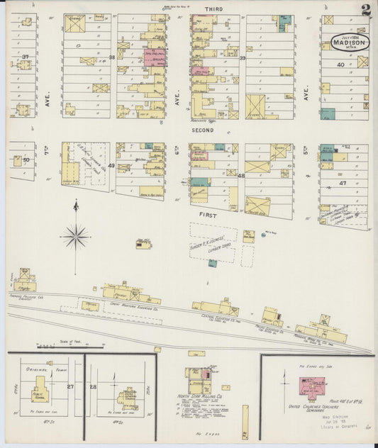 Sanborn Fire Insurance Map from Madison, Lac Qui Parle County, Minnesota (1894), Sheet #0002 - Historic Sanborn Fire Insurance Map Print, vintage old map wall art, antique decor, genealogy gift, Minnesota Minnesota map