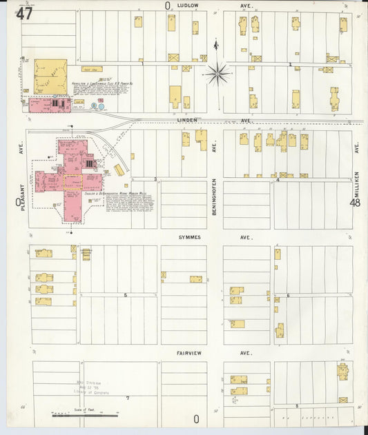 Sanborn Fire Insurance Map from Hamilton, Butler County, Ohio (1899), Sheet #0047 - Historic Sanborn Fire Insurance Map Print, vintage old map wall art, antique decor, genealogy gift, Ohio Ohio map