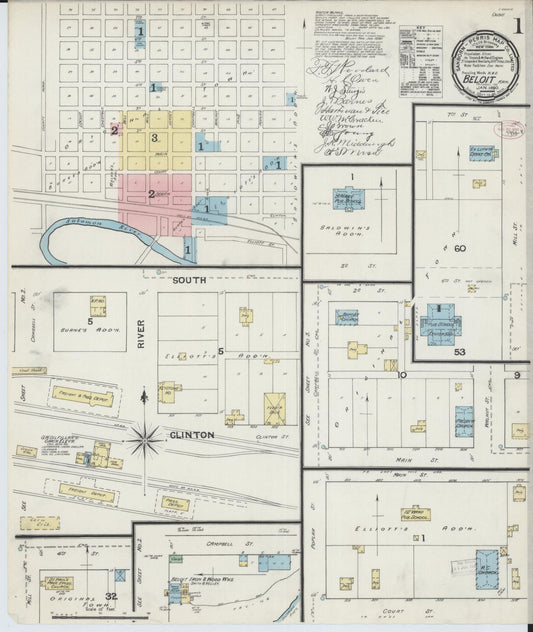 Sanborn Fire Insurance Map from Beloit, Mitchell County, Kansas (1890), Sheet #0001 - Historic Sanborn Fire Insurance Map Print, vintage old map wall art, antique decor, genealogy gift, Kansas Kansas map