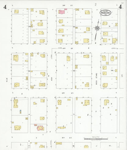 Sanborn Fire Insurance Map from Roscoe, Nolan County, Texas (1927), Sheet #0004 - Historic Sanborn Fire Insurance Map Print, vintage old map wall art, antique decor, genealogy gift, Texas Texas map