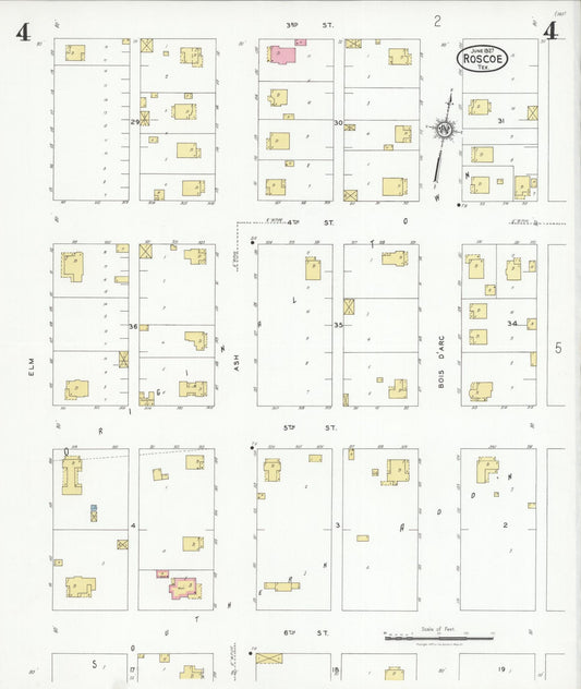 Sanborn Fire Insurance Map from Roscoe, Nolan County, Texas (1927), Sheet #0004 - Historic Sanborn Fire Insurance Map Print, vintage old map wall art, antique decor, genealogy gift, Texas Texas map