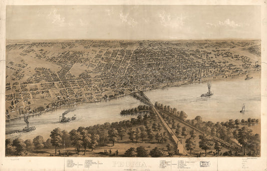 Peoria, Illinois 1867. (1867) – Historic Bird’s-Eye View Panorama Print