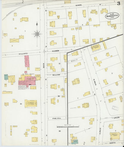 Sanborn Fire Insurance Map from Manchester, Hartford County, Connecticut (1901), Sheet #0003 - Complete Map Set gallery image, historic Sanborn map, vintage wall art, Connecticut Connecticut
