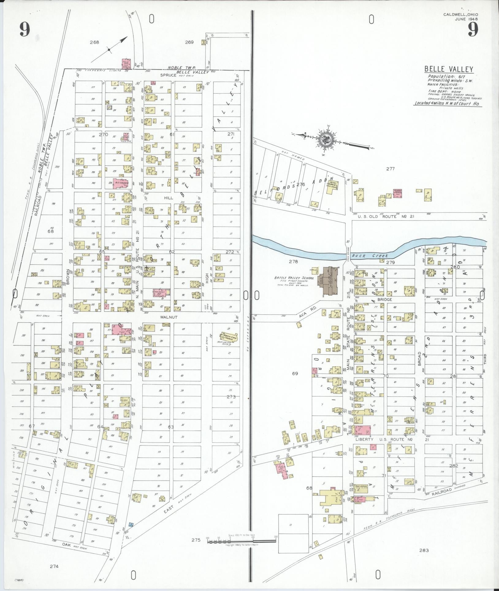 Sanborn Fire Insurance Map from Caldwell, Noble County, Ohio (1948), Sheet #0009 - Historic Sanborn Fire Insurance Map Print, vintage old map wall art, antique decor, genealogy gift, Ohio Ohio map