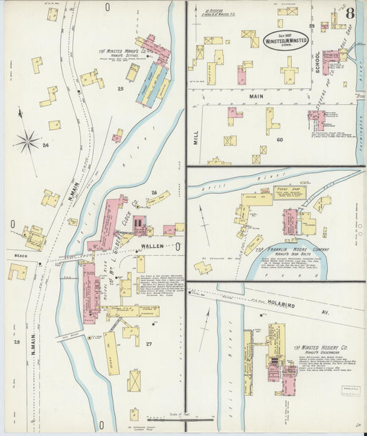 Sanborn Fire Insurance Map from Winsted, Litchfield County, Connecticut (1897), Sheet #0008 - Historic Sanborn Fire Insurance Map Print, vintage old map wall art, antique decor, genealogy gift, Connecticut Connecticut map
