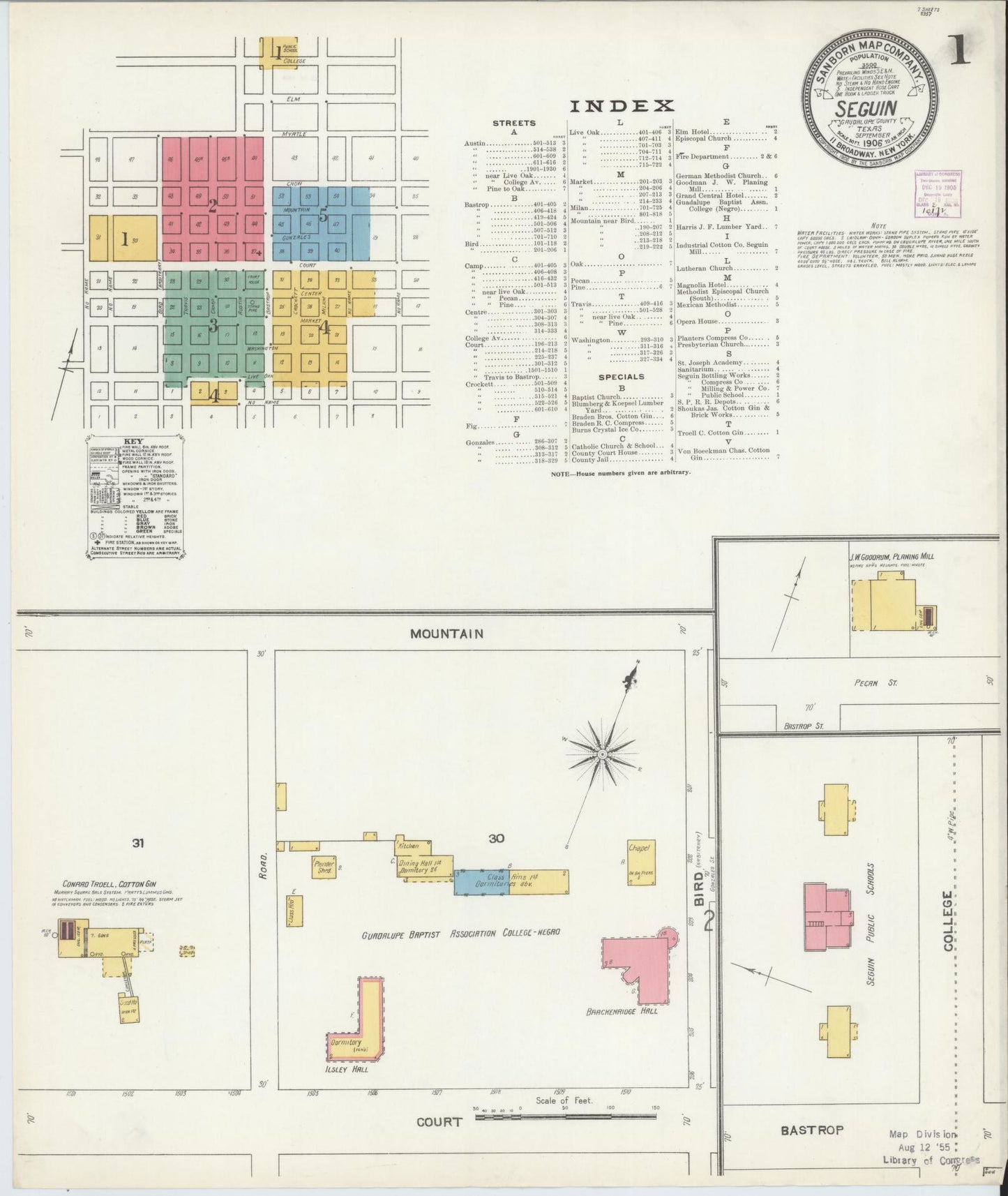 Sanborn Fire Insurance Map from Seguin, Guadalupe County, Texas. (1906) – Historic Sanborn Fire Insurance Map Print