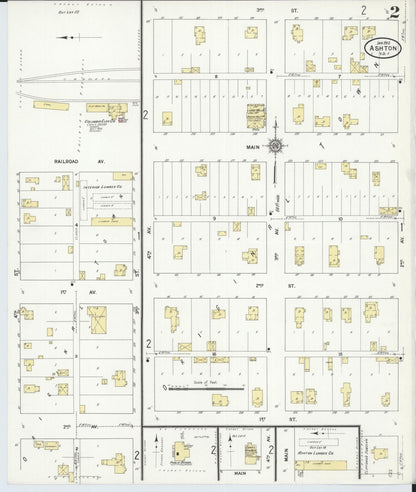Sanborn Fire Insurance Map from Ashton, Spink County, South Dakota (1912), Sheet #0002 - Complete Map Set gallery image, historic Sanborn map, vintage wall art, South Dakota South Dakota