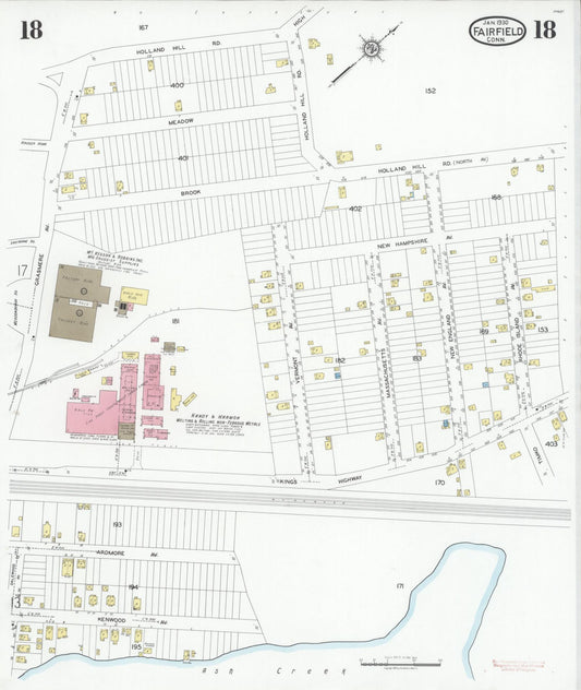 Sanborn Fire Insurance Map from Fairfield, Fairfield County, Connecticut (1930), Sheet #0018 - Historic Sanborn Fire Insurance Map Print, vintage old map wall art, antique decor, genealogy gift, Connecticut Connecticut map