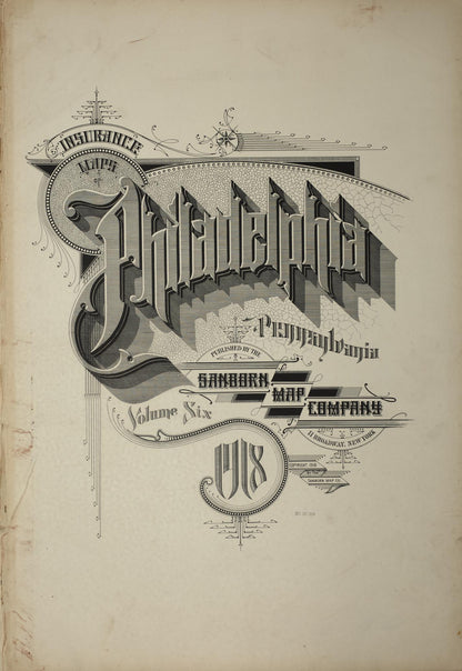 Sanborn Fire Insurance Map from Philadelphia, Philadelphia County, Pennsylvania (1918), Sheet #0001 - Historic Sanborn Fire Insurance Map Print, vintage old map wall art, antique decor, genealogy gift, Pennsylvania Pennsylvania map