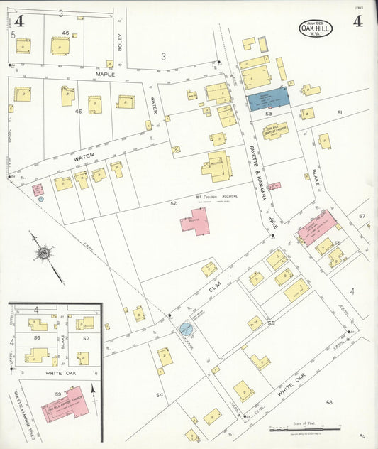 Sanborn Fire Insurance Map from Oak Hill, Fayette County, West Virginia (1926), Sheet #0004 - Historic Sanborn Fire Insurance Map Print, vintage old map wall art, antique decor, genealogy gift, West Virginia West Virginia map