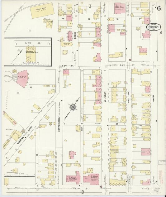 Sanborn Fire Insurance Map from Hudson, Columbia County, New York (1911), Sheet #0006 - Historic Sanborn Fire Insurance Map Print, vintage old map wall art, antique decor, genealogy gift, New York New York map