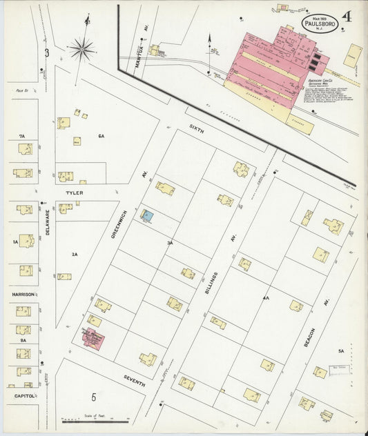 Sanborn Fire Insurance Map from Paulsboro, Gloucester County, New Jersey (1909), Sheet #0004 - Historic Sanborn Fire Insurance Map Print, vintage old map wall art, antique decor, genealogy gift, New Jersey New Jersey map