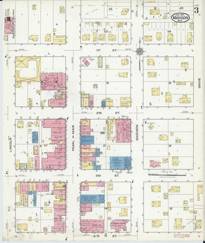 Sanborn Fire Insurance Map from Madison, Madison County, Nebraska (1921), Sheet #0003 - Complete Map Set gallery image, historic Sanborn map, vintage wall art, Nebraska Nebraska
