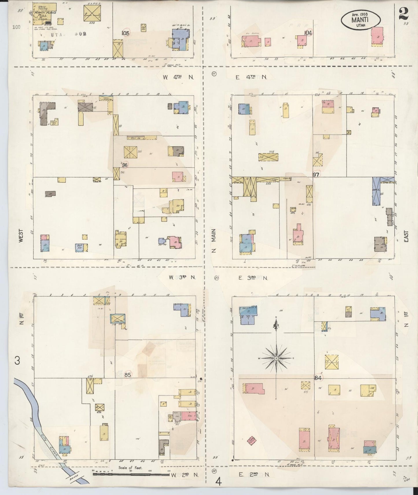 Sanborn Fire Insurance Map from Manti, Sanpete County, Utah (1931), Sheet #0002 - Complete Map Set gallery image, historic Sanborn map, vintage wall art, Utah Utah