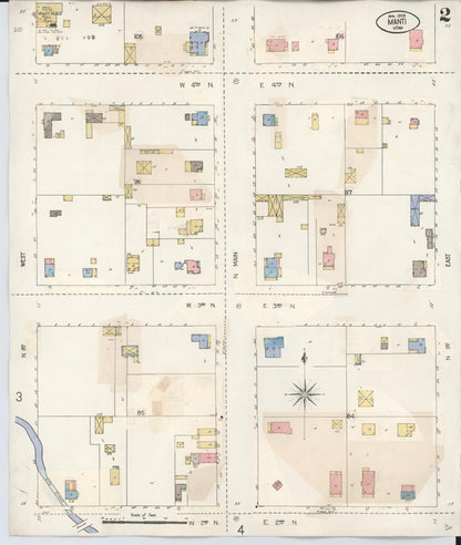 Sanborn Fire Insurance Map from Manti, Sanpete County, Utah (1931), Sheet #0002 - Complete Map Set gallery image, historic Sanborn map, vintage wall art, Utah Utah