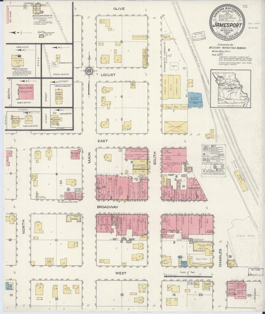 Sanborn Fire Insurance Map from Jamesport, Daviess County, Missouri (1917), Sheet #0001 - Historic Sanborn Fire Insurance Map Print, vintage old map wall art, antique decor, genealogy gift, Missouri Missouri map