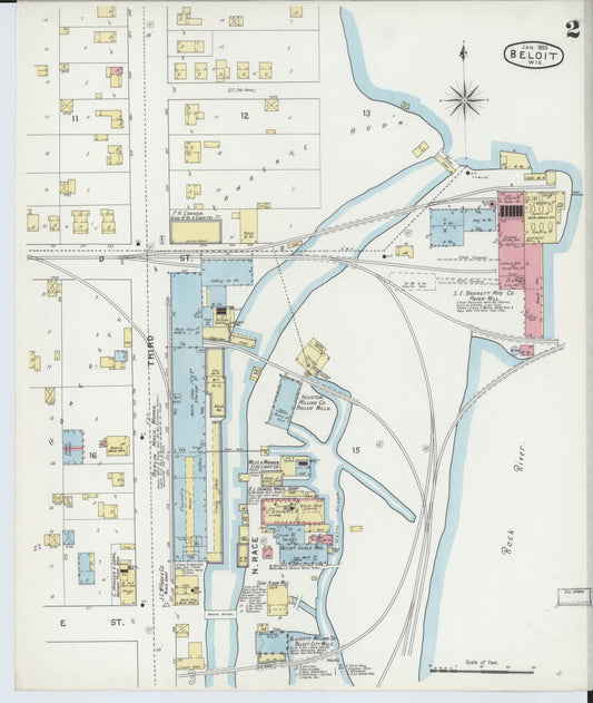 Sanborn Fire Insurance Map from Beloit, Rock County, Wisconsin (1895), Sheet #0002 - Historic Sanborn Fire Insurance Map Print, vintage old map wall art, antique decor, genealogy gift, Wisconsin Wisconsin map