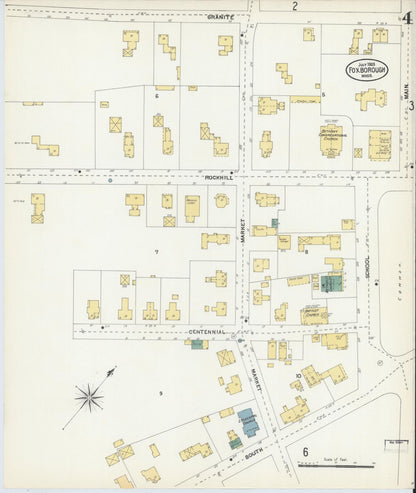 Sanborn Fire Insurance Map from Foxboro, Norfolk County, Massachusetts (1903), Sheet #0004 - Historic Sanborn Fire Insurance Map Print, vintage old map wall art, antique decor, genealogy gift, Massachusetts Massachusetts map