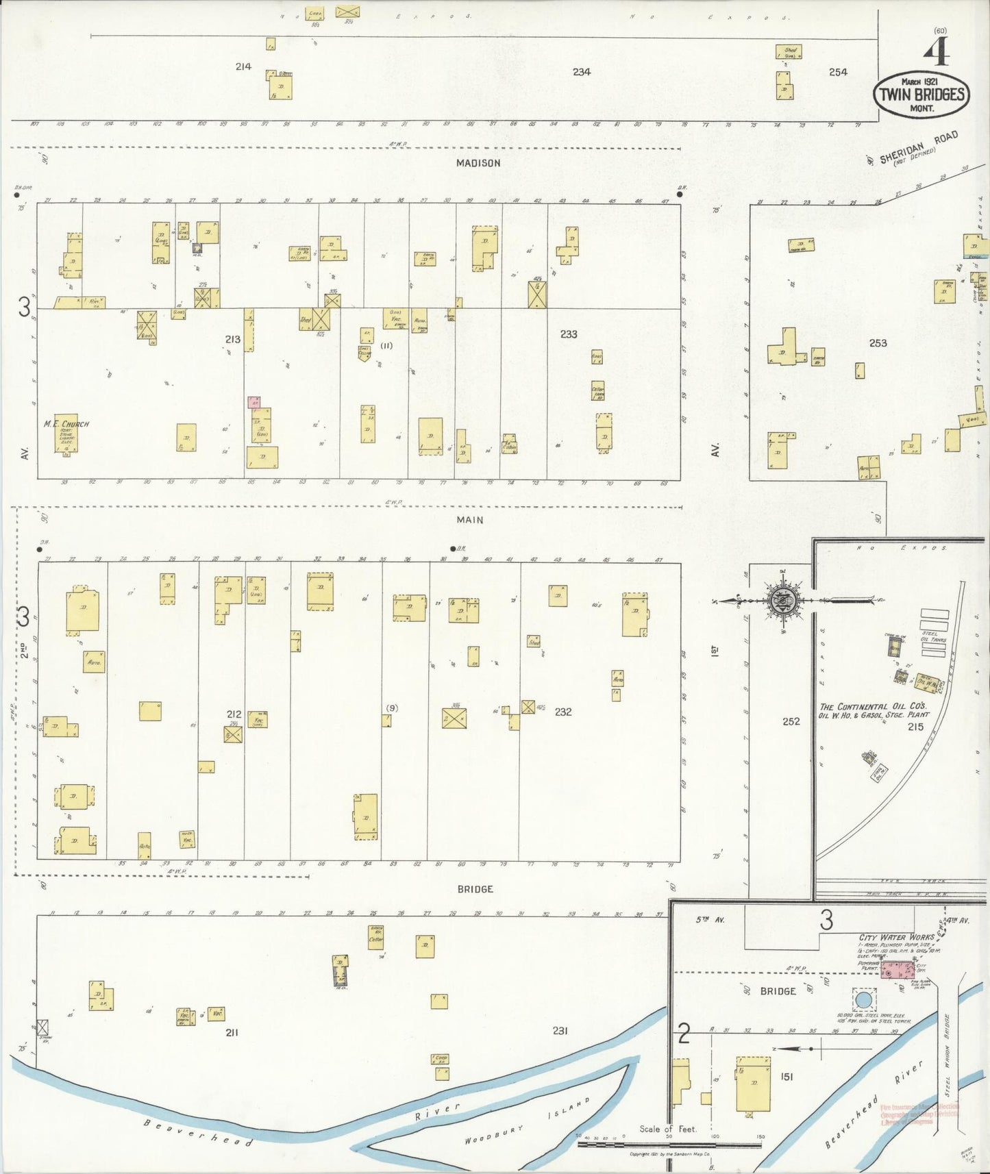 Sanborn Fire Insurance Map from Twin Bridges, Madison County, Montana (1921), Sheet #0004 - Historic Sanborn Fire Insurance Map Print, vintage old map wall art, antique decor, genealogy gift, Montana Montana map