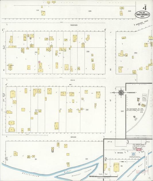 Sanborn Fire Insurance Map from Twin Bridges, Madison County, Montana (1921), Sheet #0004 - Historic Sanborn Fire Insurance Map Print, vintage old map wall art, antique decor, genealogy gift, Montana Montana map