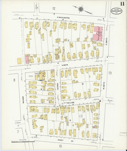 Sanborn Fire Insurance Map from Herkimer, Herkimer County, New York (1911), Sheet #0011 - Historic Sanborn Fire Insurance Map Print, vintage old map wall art, antique decor, genealogy gift, New York New York map